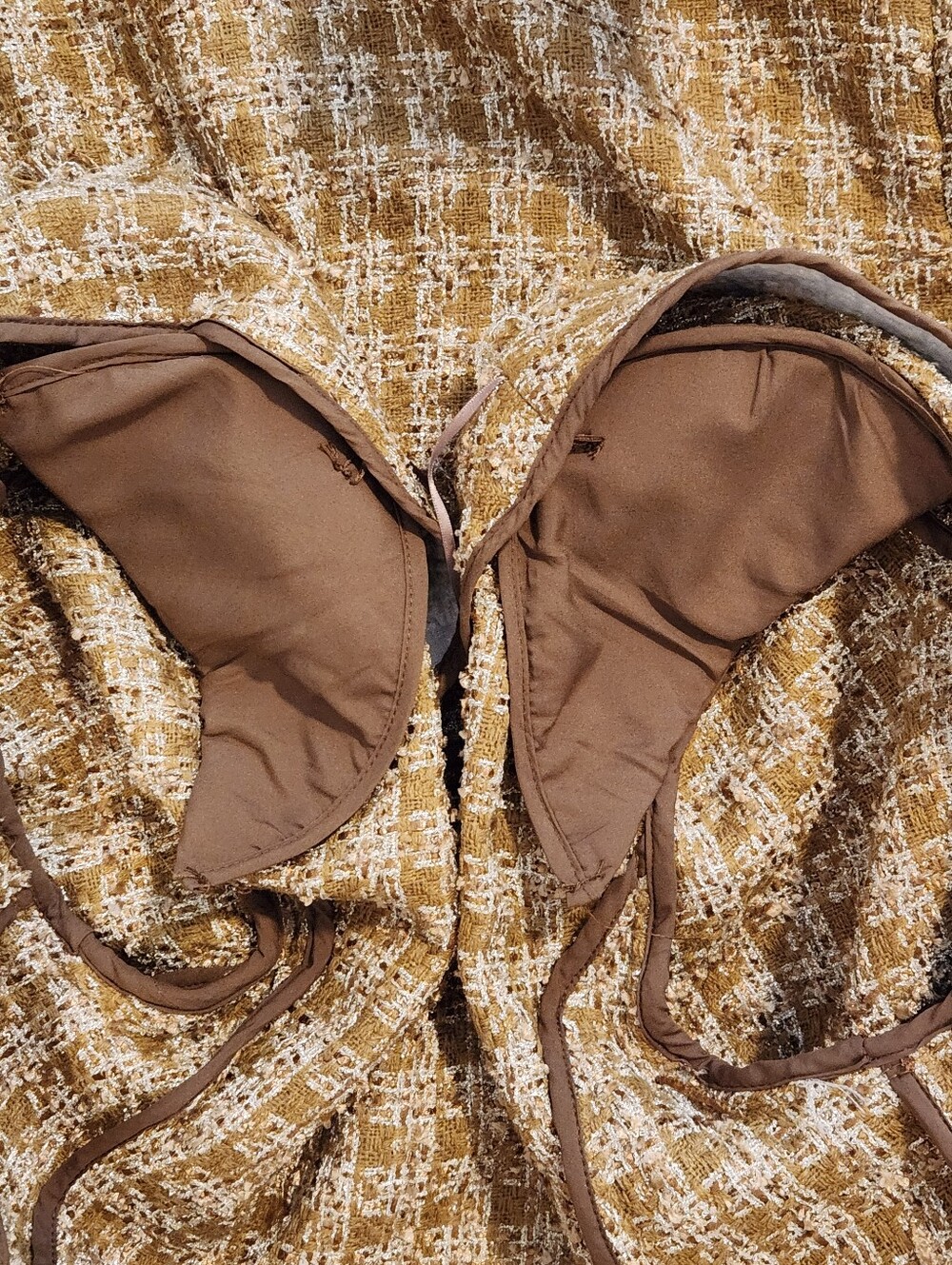 💛Elie Tahari💛 - Metallic Gold/Sparkle Desert Open Front Bouclé Tweed Jacket - Picture 12 of 16